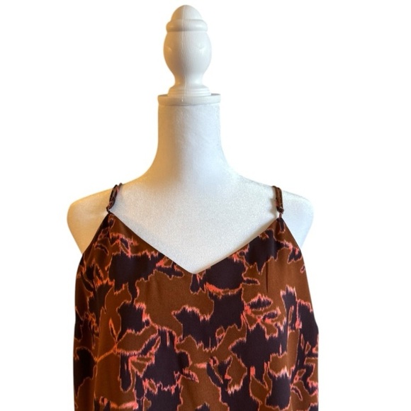 Nine West Brown Abstract Print Sleeveless Camisole Top XL Adjustable Straps - Picture 2 of 6
